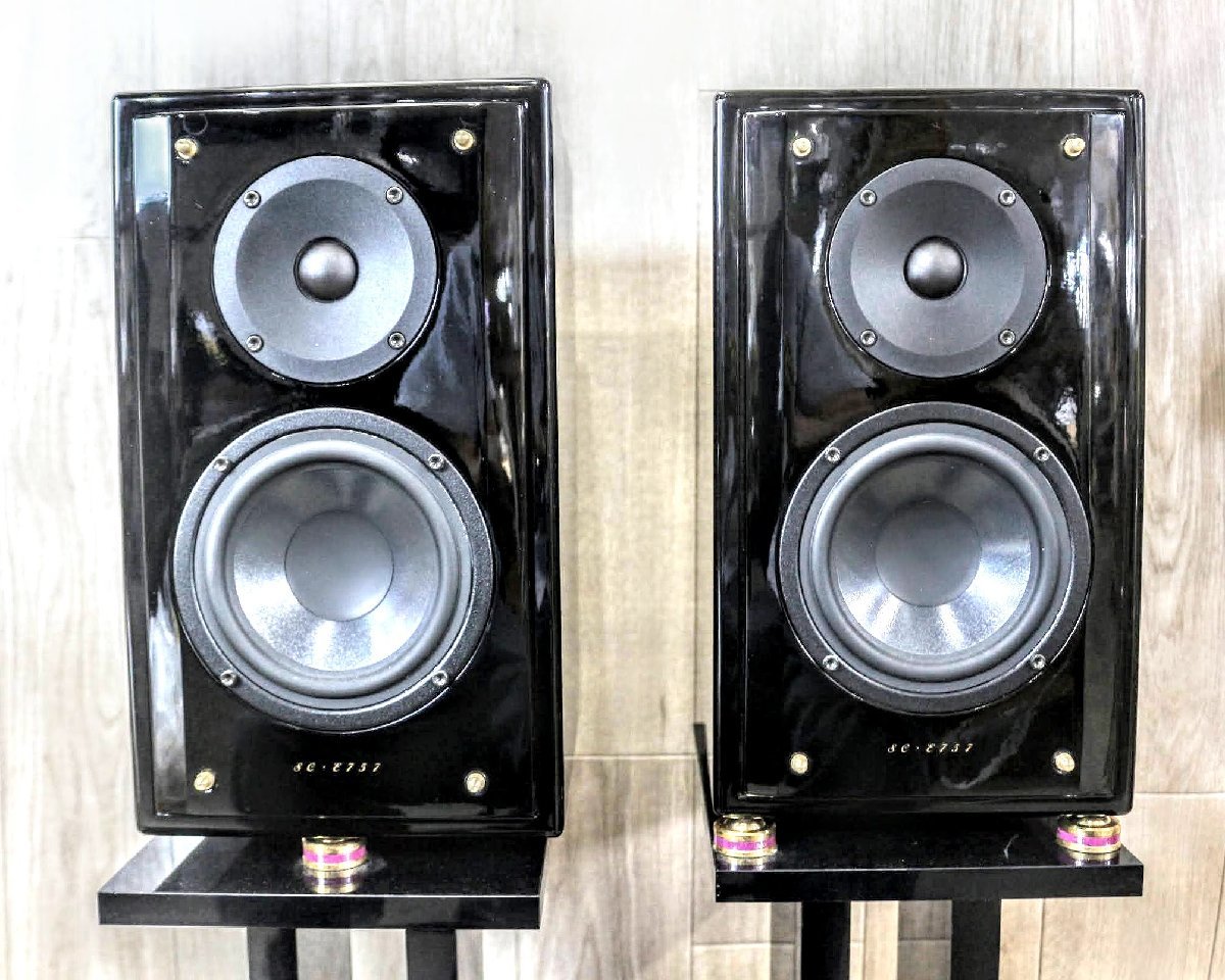 DENON（デノン） SC-E757　2ウェイ2スピーカー バスレフ型　入力インピーダンス：6　スタンド（H40W28D36cm）付属　11Y2413 DENON SC-E757 - Speaker 2way 中古Denon