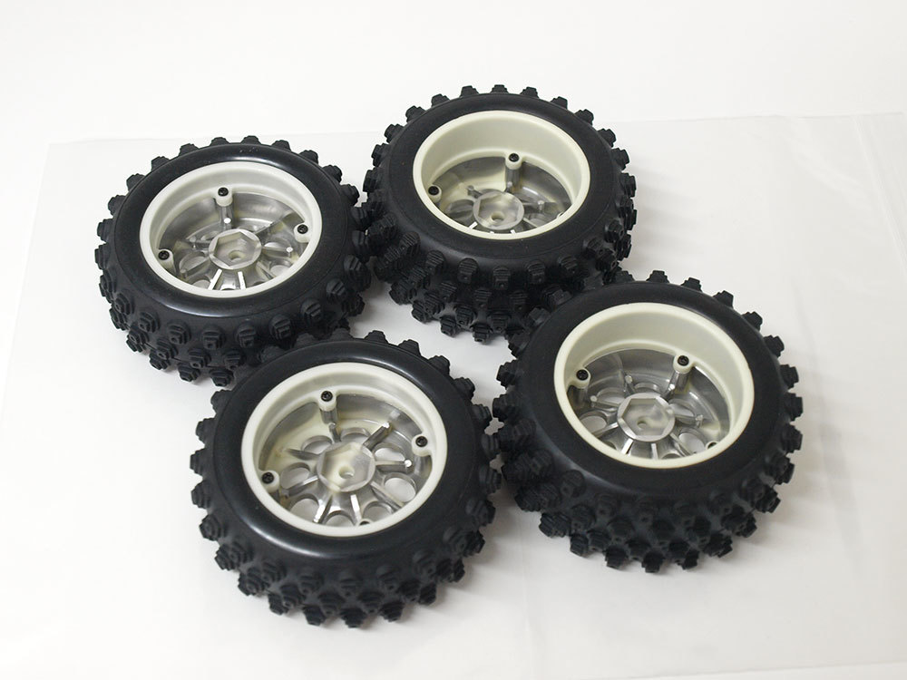 M1060D京商 オプティマ系 4WD バギー用 タイヤ・ホイール 1台分 中古品