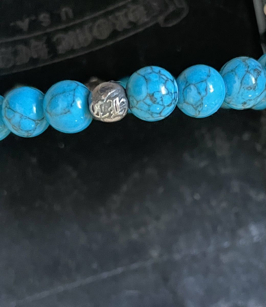 クロムハーツ青山10mm BEAD8ブレスレット無修正原本付 ほぼ未使用 廃盤 希少価値 Chromehearts ターコイズビーズブレスレット8mm クロム