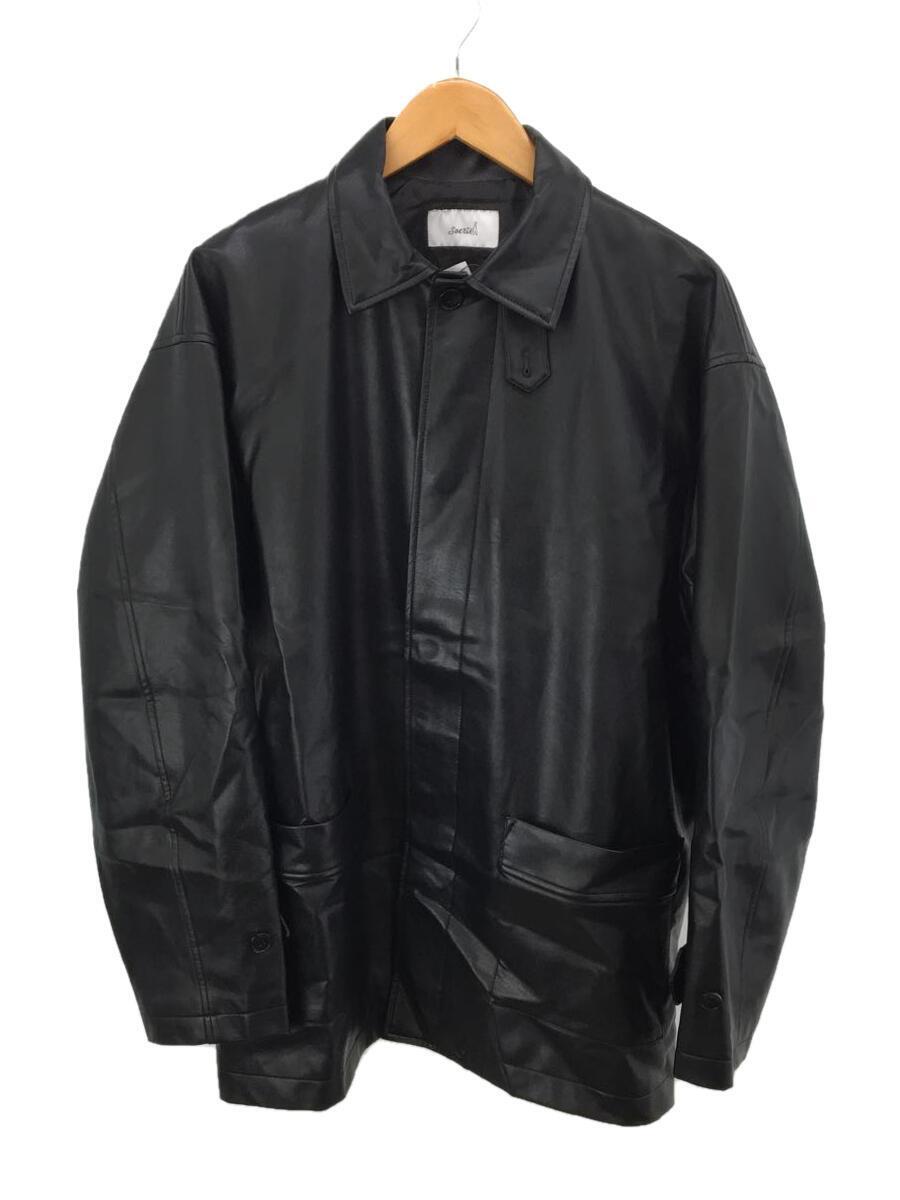 soerte◆Stand collar leather jacket/1/フェイクレザー/BLK/無地/