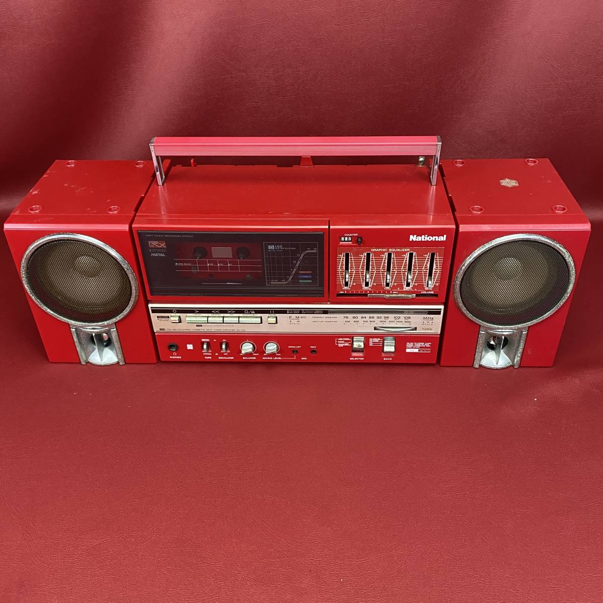 名機! National RX-C45 ラジオカセット 赤 レッド 昭和レトロ National ナショナル RX-C45 赤 希少カラー スピーカー分離式 ラジカセ