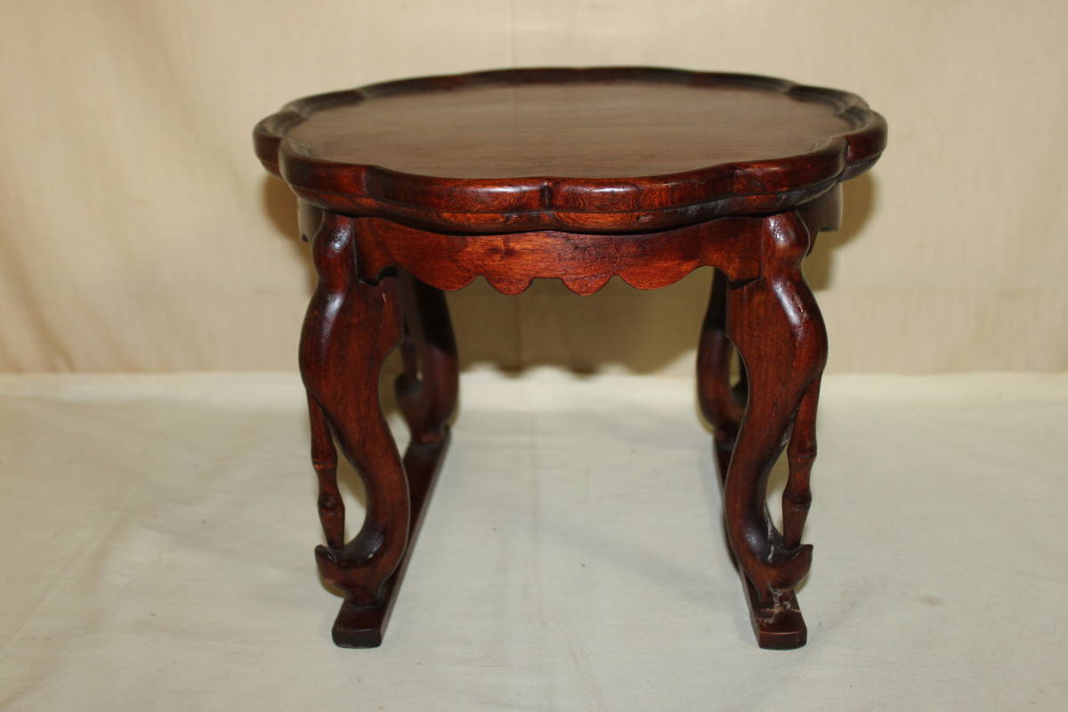 ○李朝 輪花形膳 ソバン 小膳 膳卓 径30cm 李朝民芸