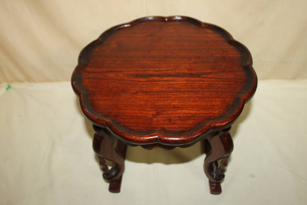 ○李朝 輪花形膳 ソバン 小膳 膳卓 径30cm 李朝民芸