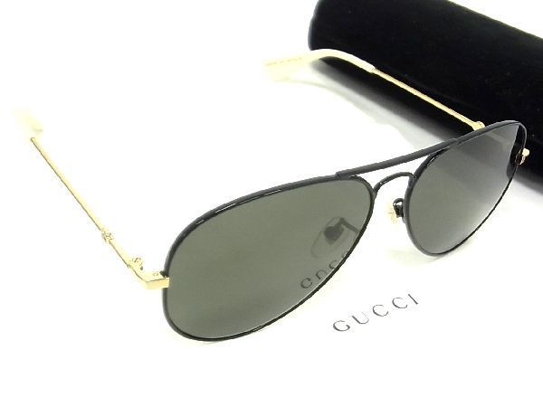 1円 ■極美品■ GUCCI グッチ GG0515S 001 インターロッキングG サングラス ブラック系×ゴールド系 レディース AM7568