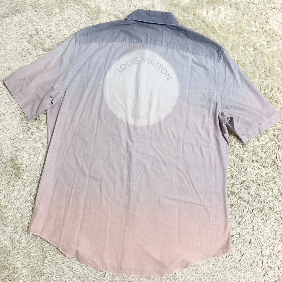 超希少XXL!! ルイヴィトン【圧巻のデザイン】 LOUIS VUITTON 半袖シャツ LV バックロゴ グラデーション マルチカラー メンズ 