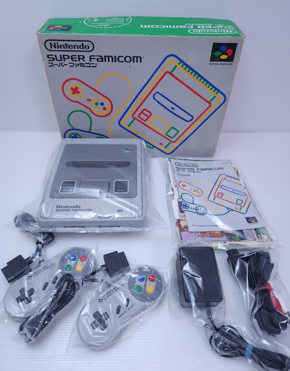 美品/動作品 Nintendo 任天堂 スーパーファミコン SHVC-001 コントローラー2個 ACアダプター AVケーブル箱付きセット (5)