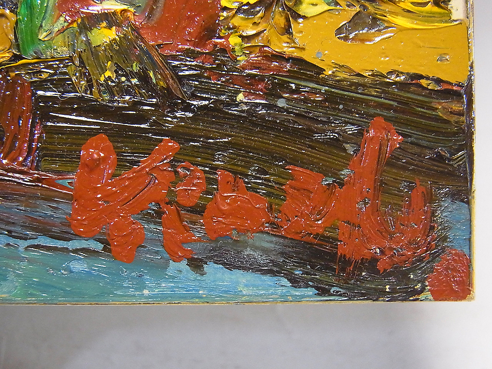 真作□孤高の画家 平沢喜之助 三津浜 富士山 油彩 色紙 額装 裏書有