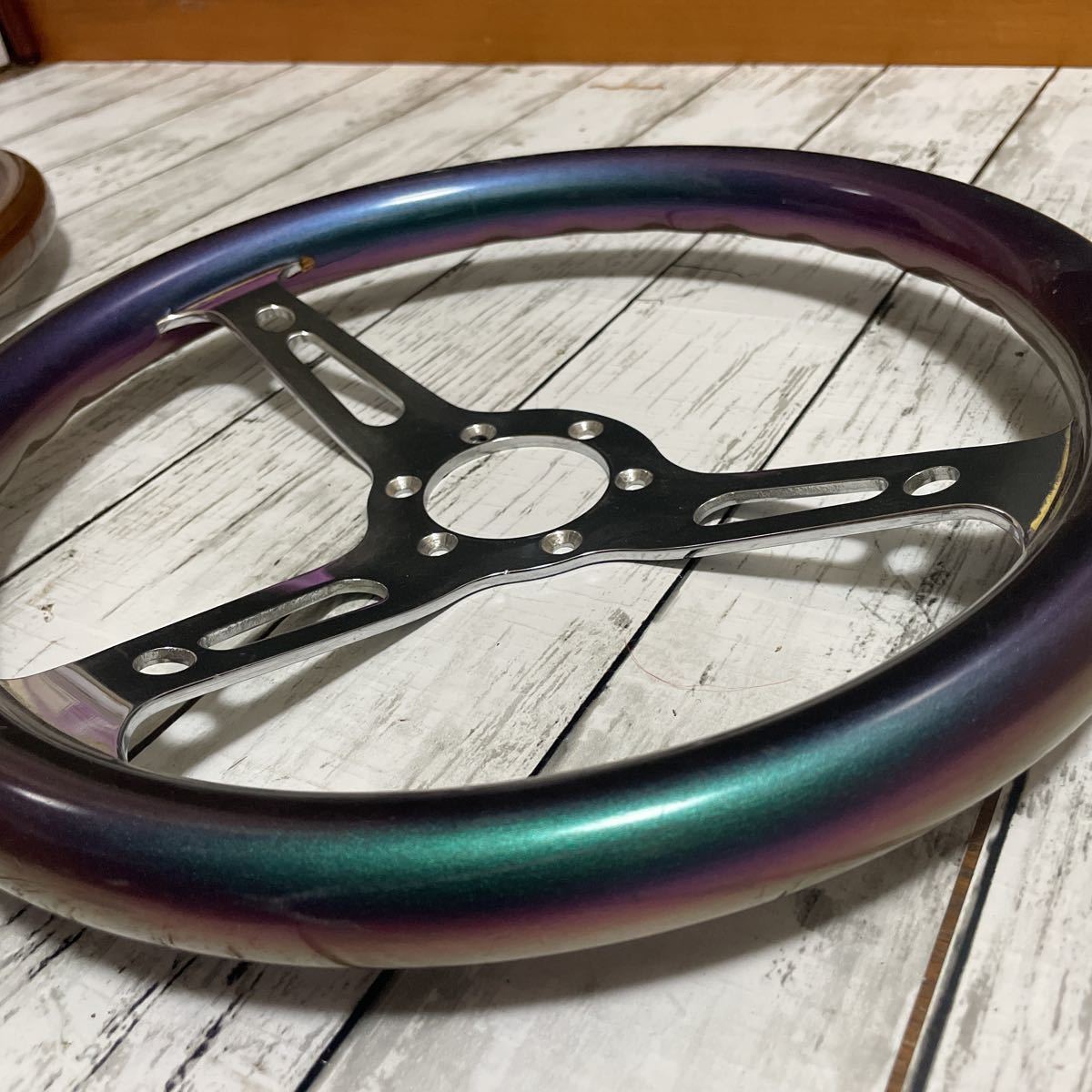 旧車にcomusa italy ウッドステアリング 直径33cm一応ジャンクにて