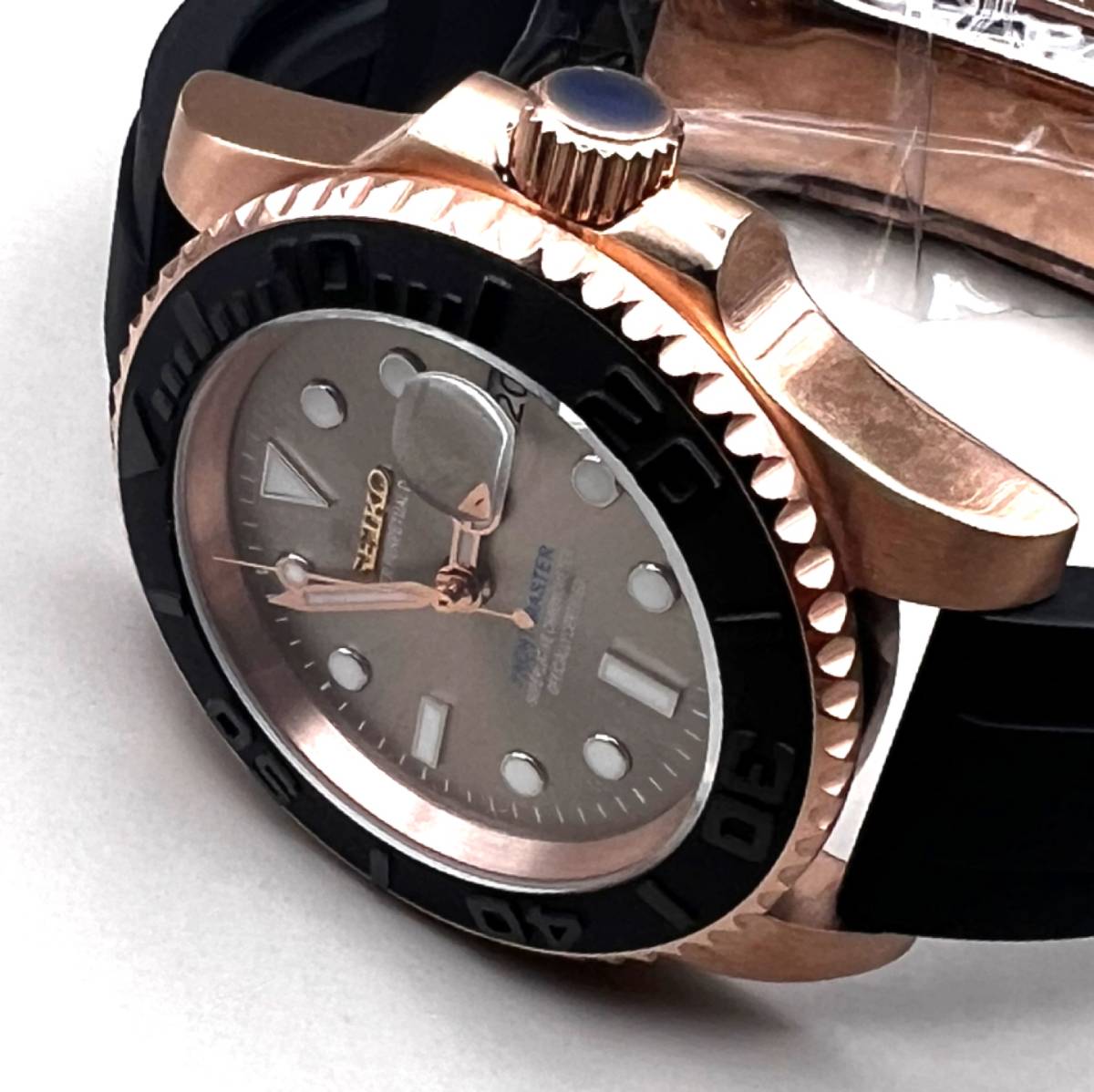 カスタム MOD NH35 自動巻き ピンクダイヤル グライドロック 腕時計 SEIKO MOD NH35 カスタム ヨットM ピンクゴールド 40mm 機械式