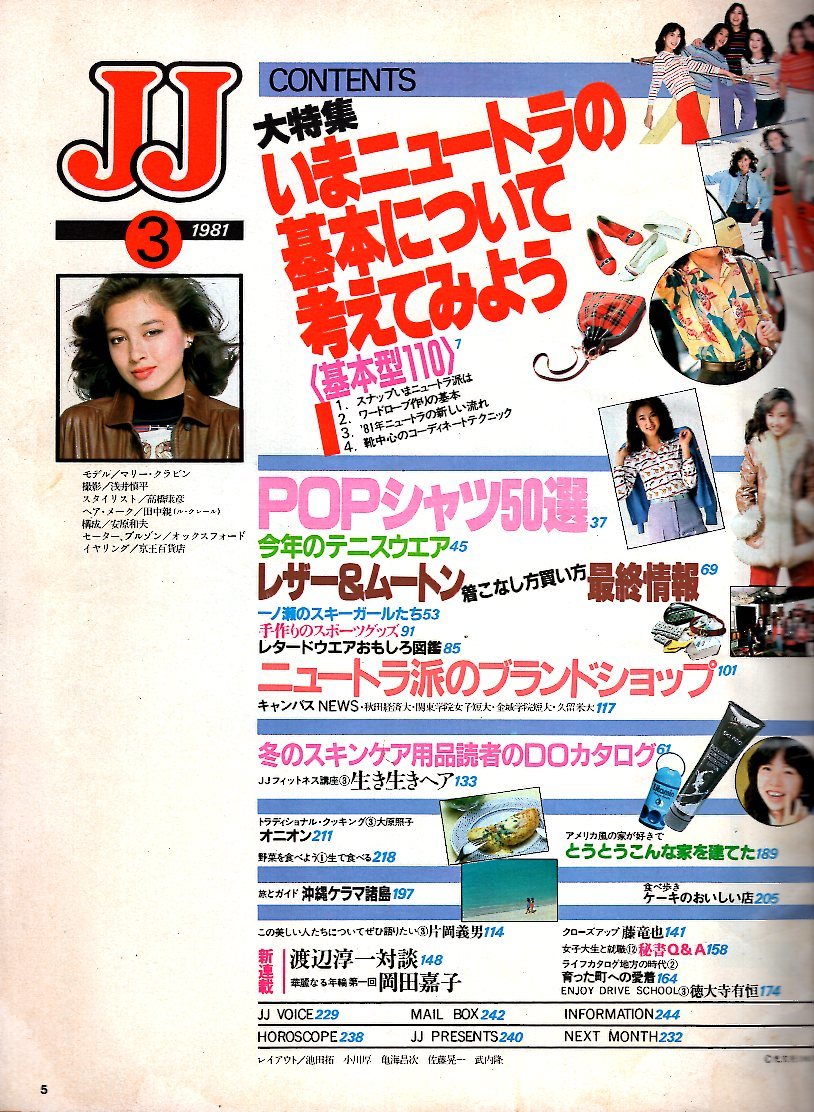 販売用ページ ジェイジェイJJ1981年2月号 マリークラビン表紙 山下達郎