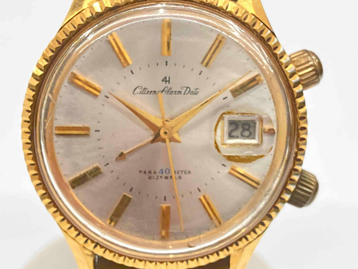 ジャンク [アンティーク　OH 未実施]CITIZEN アラームデイト　手巻き　メンズ　腕時計