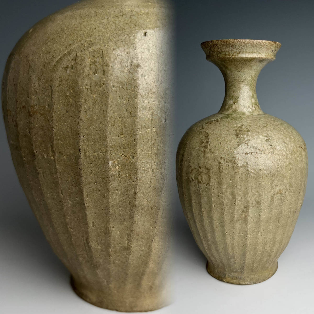 高麗青磁盤口瓶 a[160380]朝鮮美術 高さ27.2cm◇唐物⁄李朝⁄中国⁄古玩