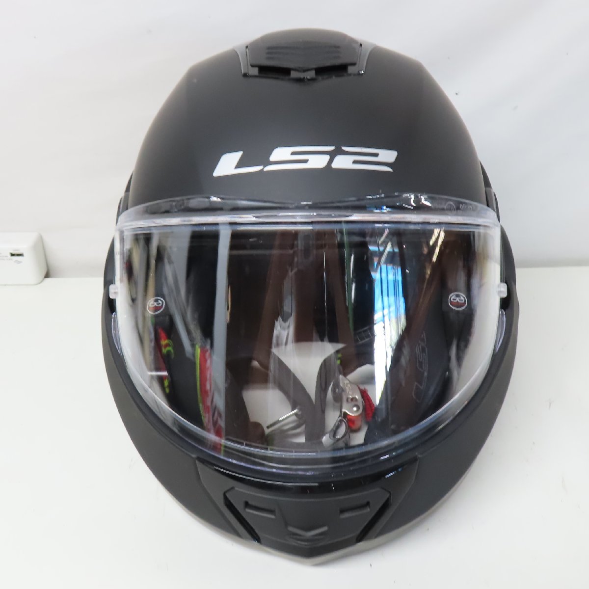 中古美品】【インカム付】LS2 VALIANT システムヘルメット Lサイズ 