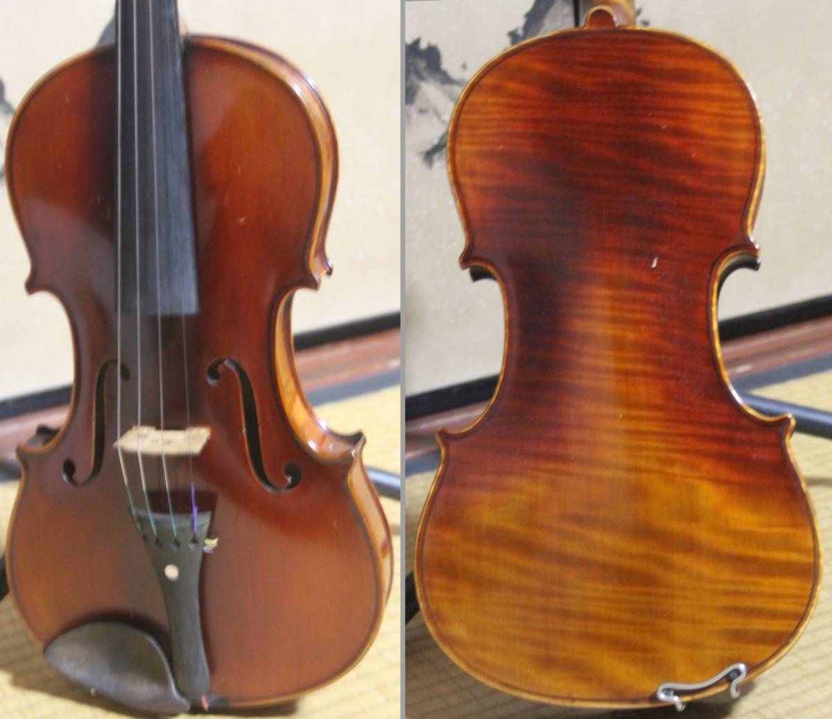 新品Violin工房製作 ヴァイオリン 美しい裏板虎杢目・横板虎杢