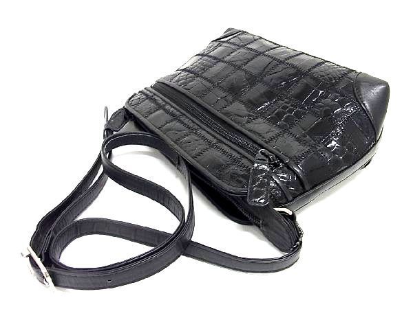 極美品 JRA公認 リアルクロコダイル 2way ハンドバッグ 黒 ターン 