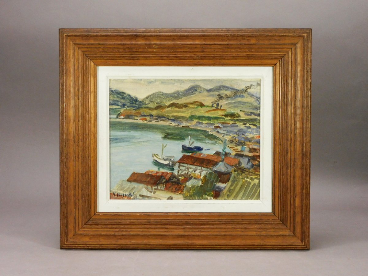 真作】 野口 弥太郎 『風 景』油彩SM 額装 画廊シール 〇日本芸術院