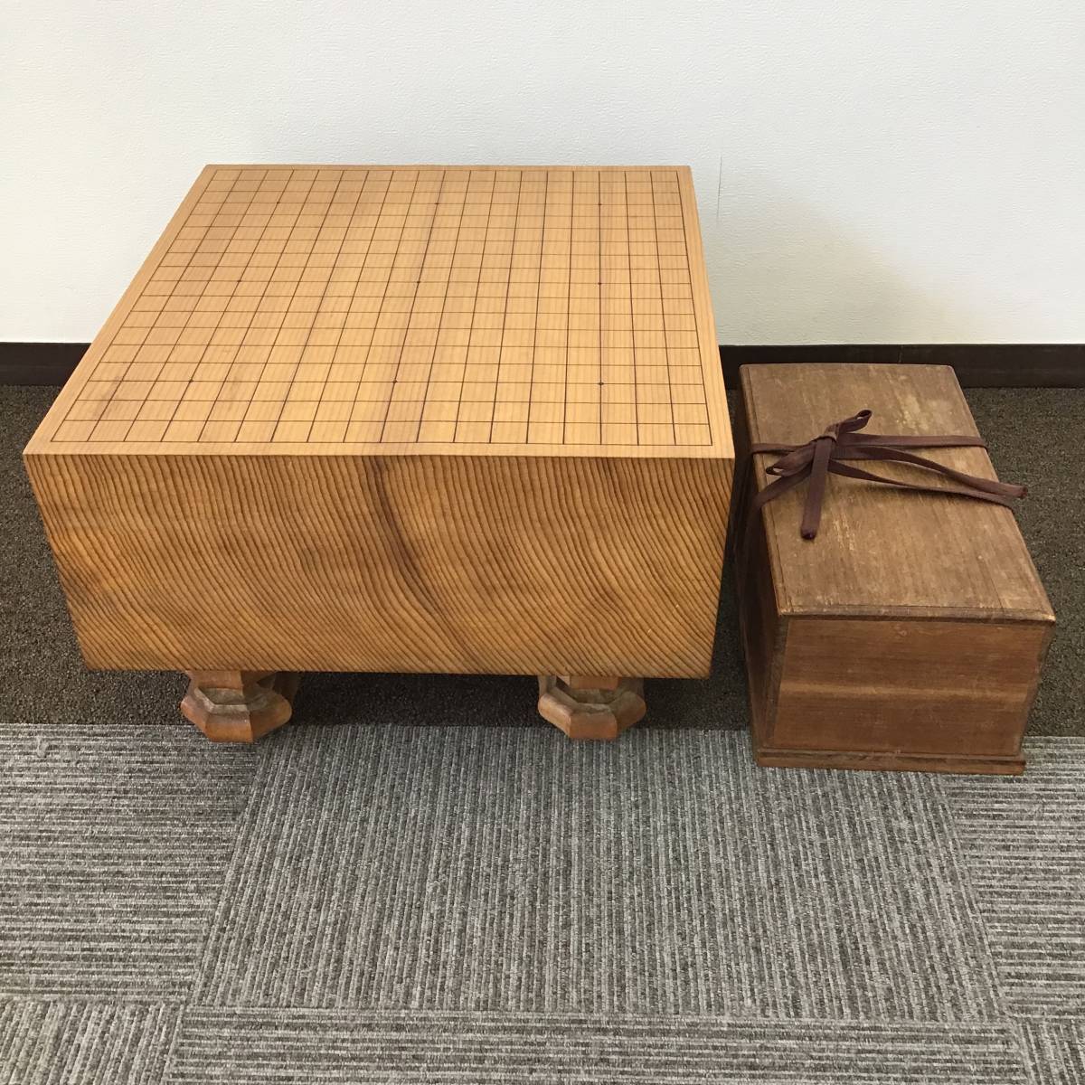 碁盤 碁石セット 木製 45cm×41cm 足付き 木目有り 蛤 ハマグリ 美品