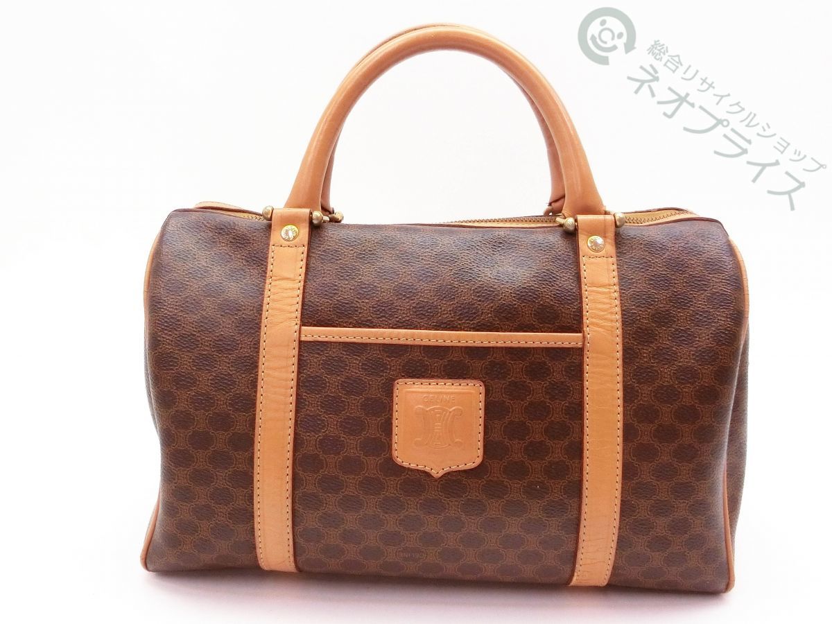 ◇S7845 CELINE セリーヌ マカダム柄 ブラゾン PVC × レザー ミニ