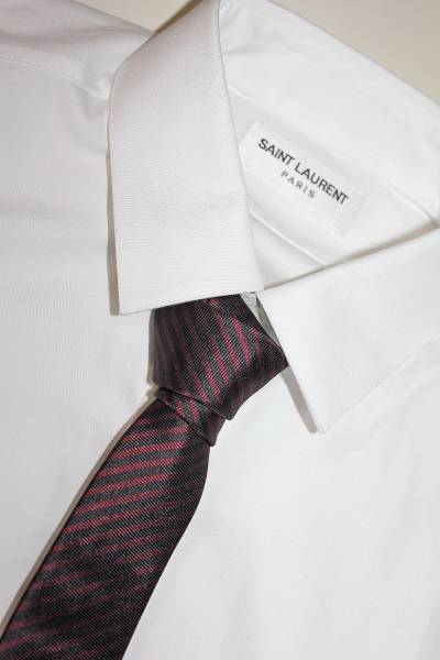 サンロラーンパリ シルクネクタイ 黒×ボルドー 新品