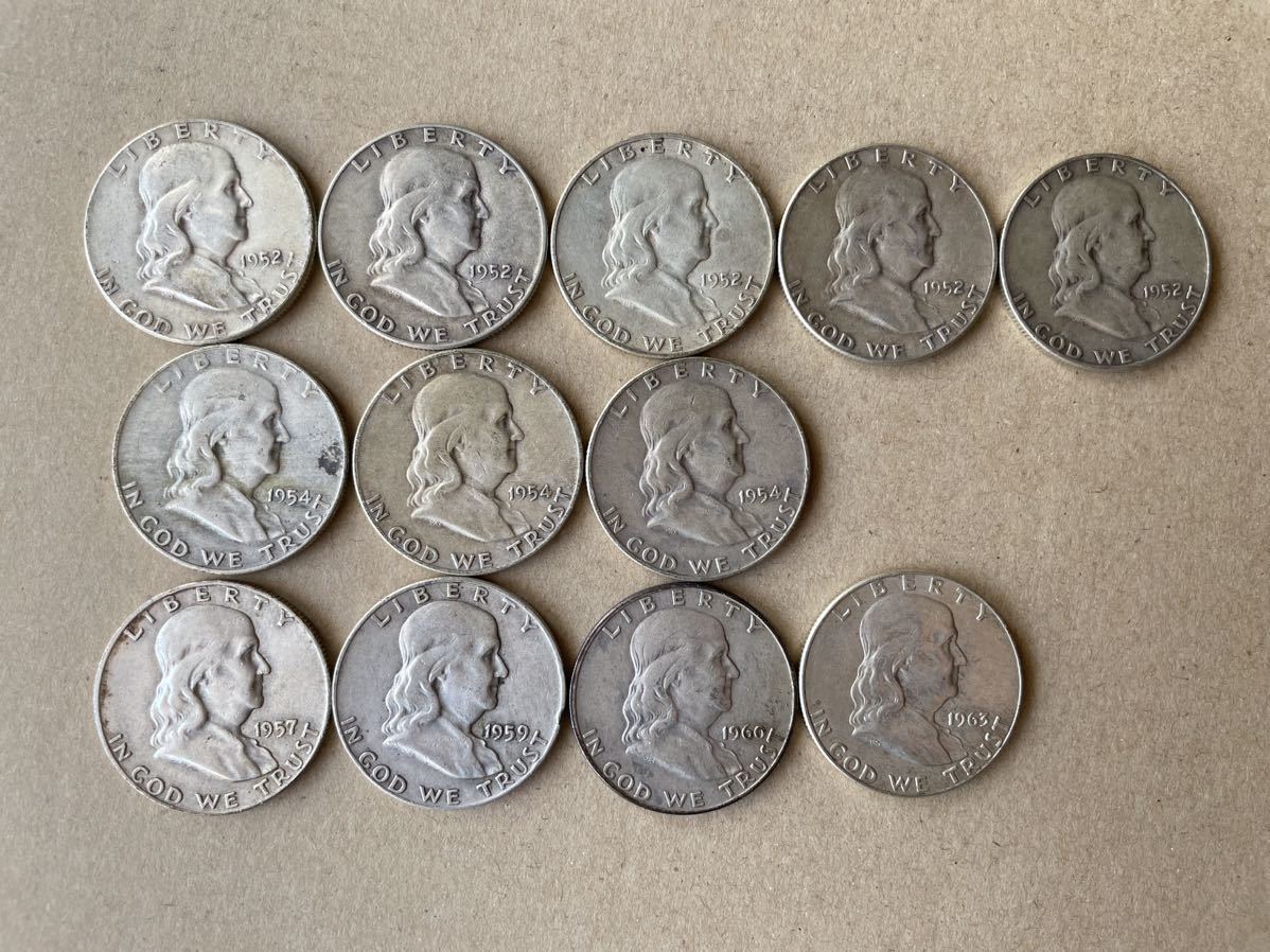 12枚セット アメリカ ハーフダラーコイン リバティ50セント硬貨 銀貨
