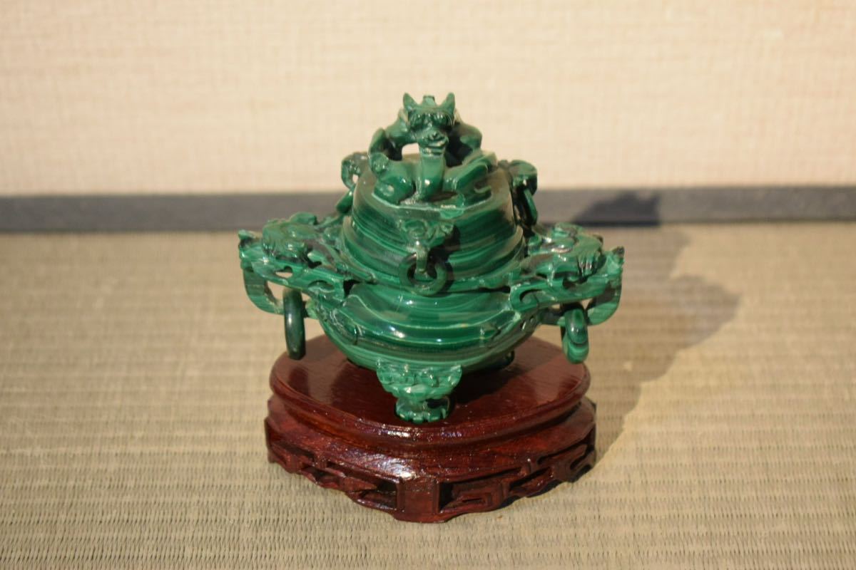 【GE】Y218【コレクター所蔵品】時代 緑抗石香炉 /朝鮮 中国美術 中国 古玩 古美術品 骨董品 時代品 美術品