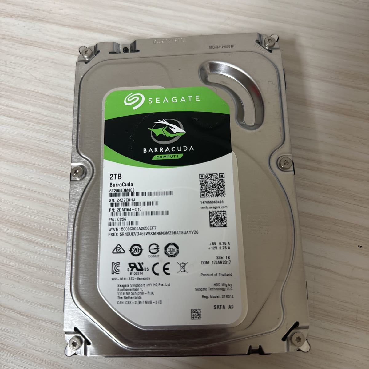 X61:（動作保証/使用0時間）Seagate BarraCuda ST2000DM006-2DM164 2TB 3.5インチHDD 2000GB