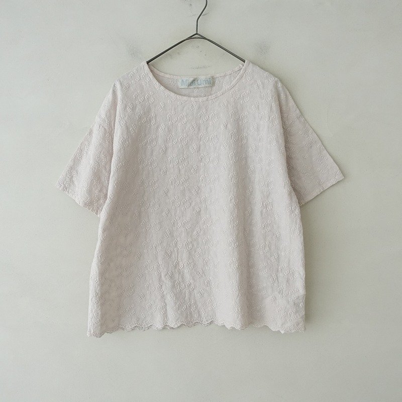 ミディウミ MidiUmi *コットン刺繍プルオーバーシャツ*ブラウス総柄小花柄(33-2306-845)【90H32】