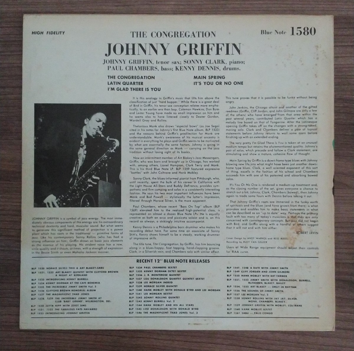 Johnny Griffin／Congregation LP UA mono盤 Johnny Griffin: The