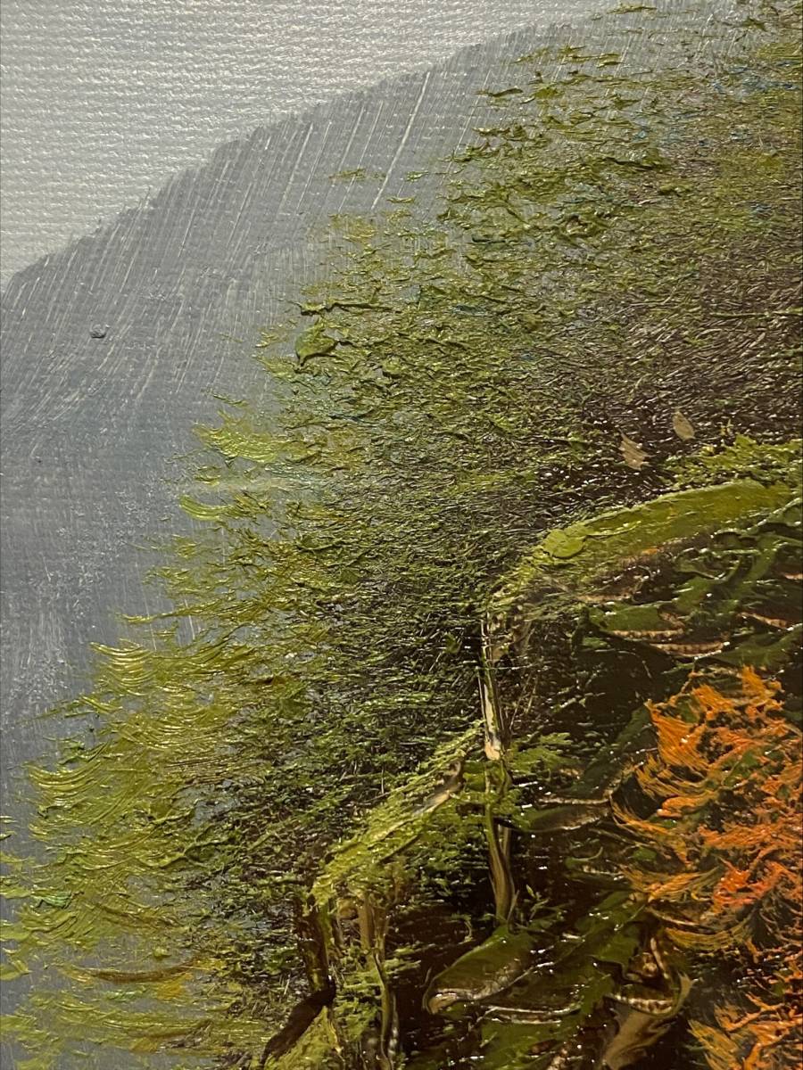 油絵 油彩 油彩画 絵 絵画 新緑の渓流