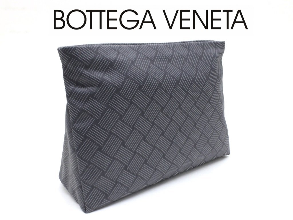 12万新品◆ボッテガヴェネタ◆灰ナイロン ジャガードイントレポーチ 1円