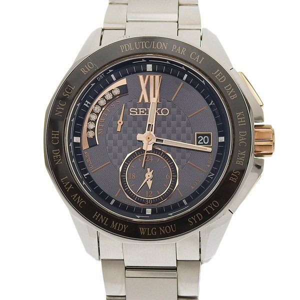 1円 gg SEIKO セイコー ブライツ メンズ ソーラー 腕時計 黒文字盤 8B54-0AX0