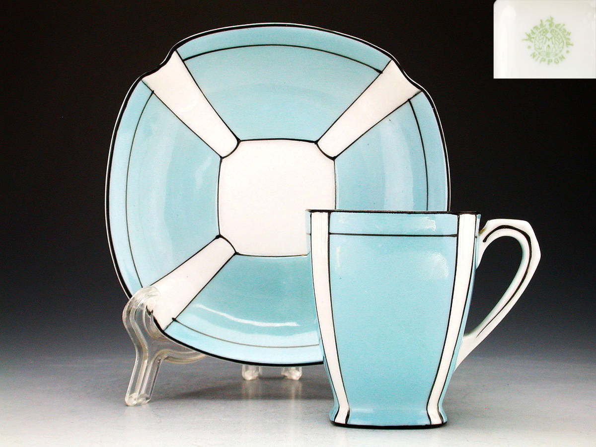 オールドノリタケ銘品!! オールドノリタケ・アールデコ様式蒼地パネル
