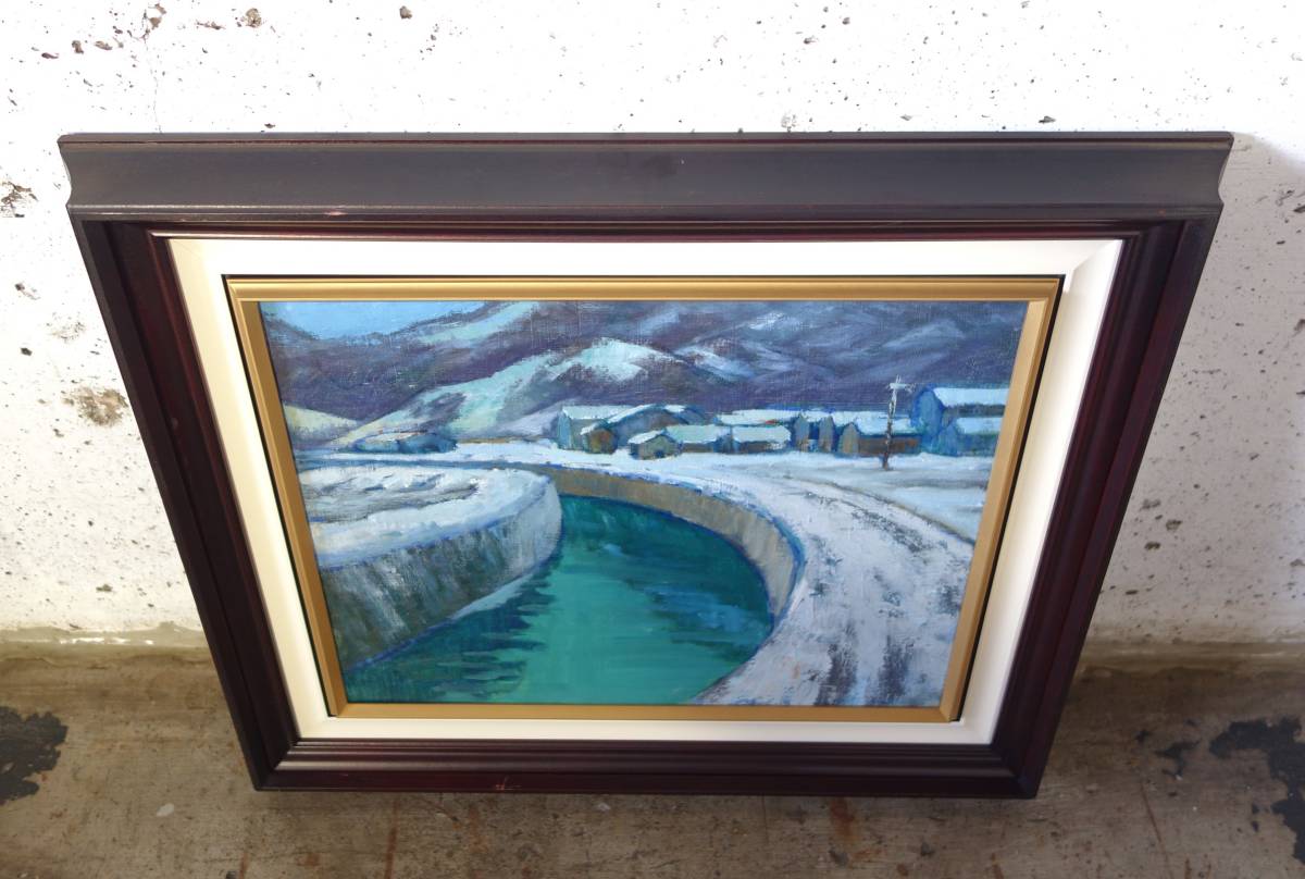 真作保証 肉筆 福田 實 シャベネ点描風景画 油彩F8絵画油絵油彩画