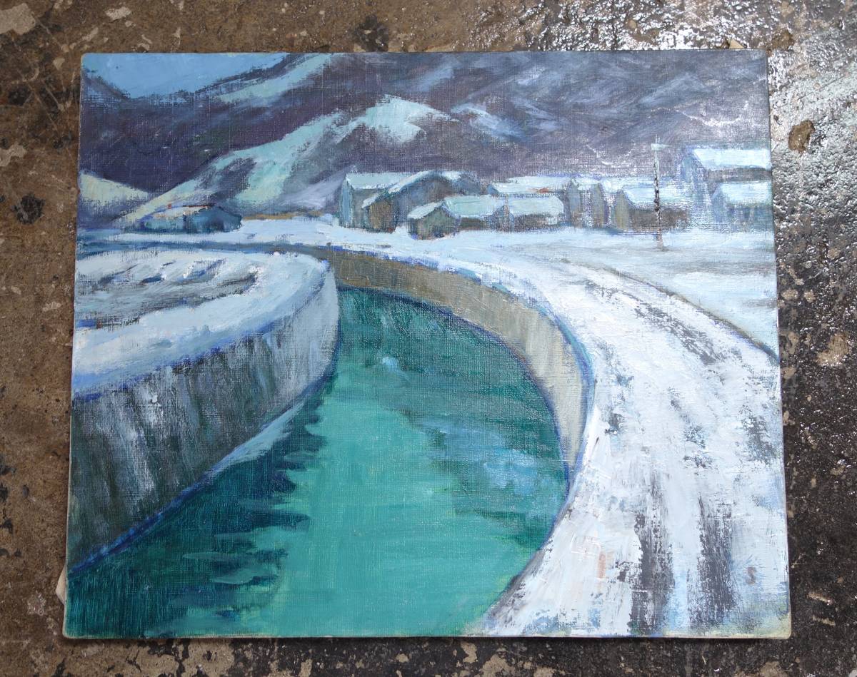 真作保証 肉筆 福田 實 シャベネ点描風景画 油彩F8絵画油絵油彩画