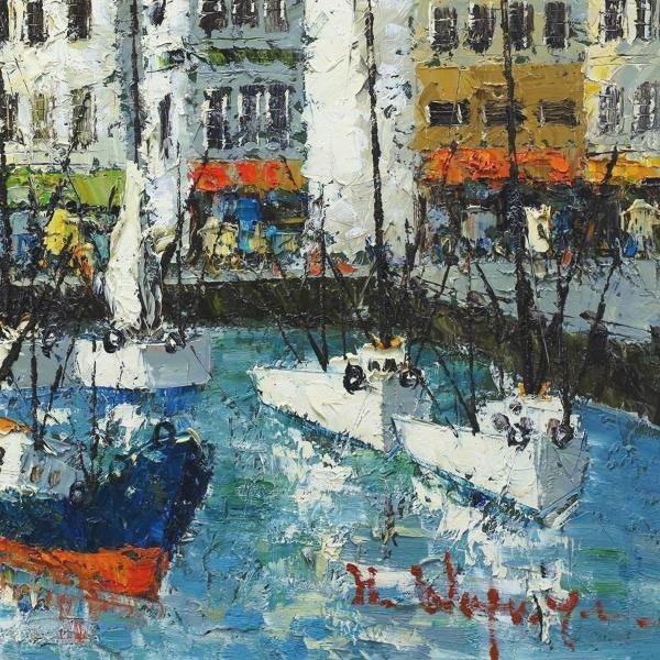 真作】【WISH】渡部ひでき「フランクフルト」油彩 12号 大作 〇アート