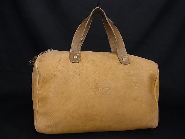 1円 LOEWE ロエベ アナグラム レザー ハンドバッグ トートバッグ レディース ベージュ系 AS0445