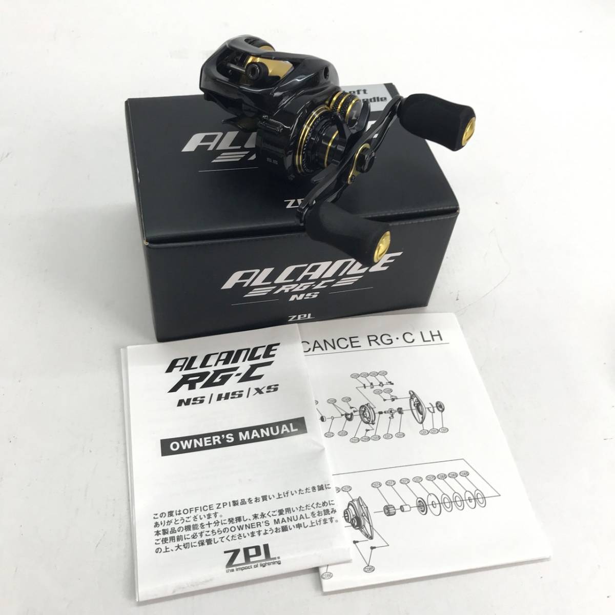 No.8196 【リール】 オフィスZPI リール アルカンセ RG-C NS 左 ベイトリール 釣具 バス釣り 箱あり 黒 金 ブラック ゴールド 中古品