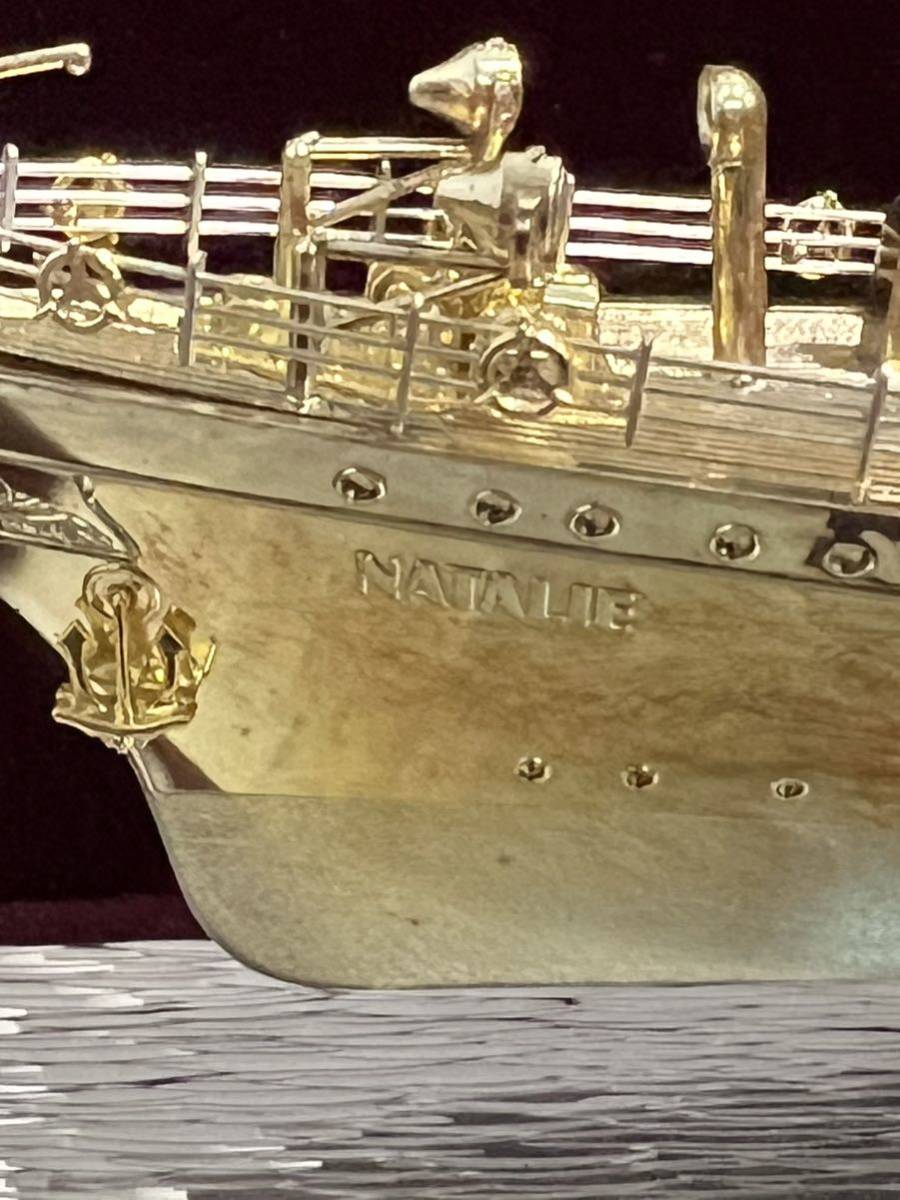 Natalie ナタリー号 帆船模型 汽船客船 シルバー × ゴールド 置物 