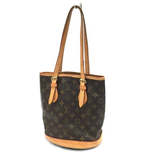 ルイヴィトン プチ バケット M42238 モノグラム ショルダー トートバッグ ゴールド金具 ポーチ付 LOUIS VUITTON