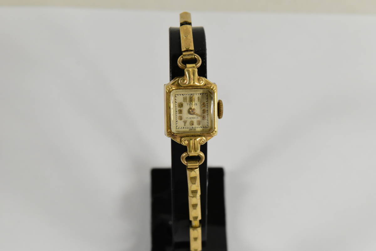 当時物 TITUS タイタス 【14K 585】手巻き17JEWELS レディース腕時計 