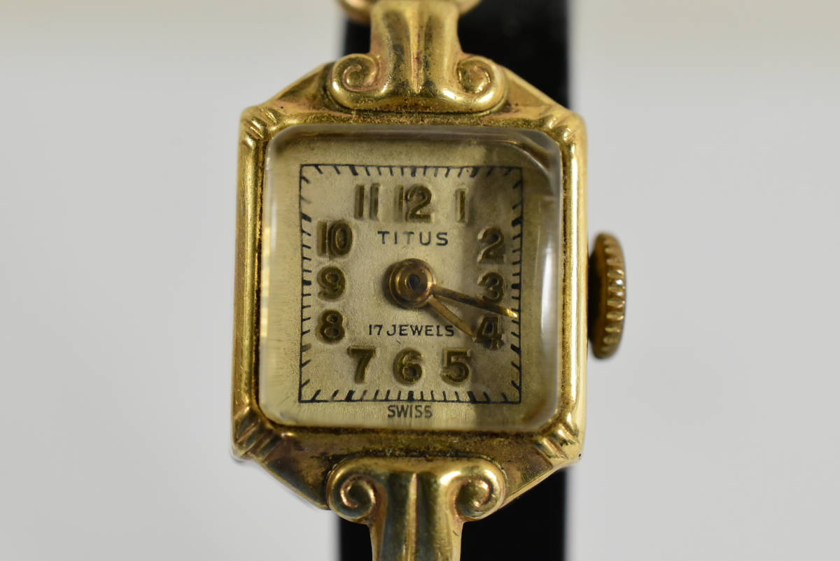 当時物 TITUS タイタス 【14K 585】手巻き17JEWELS レディース腕時計