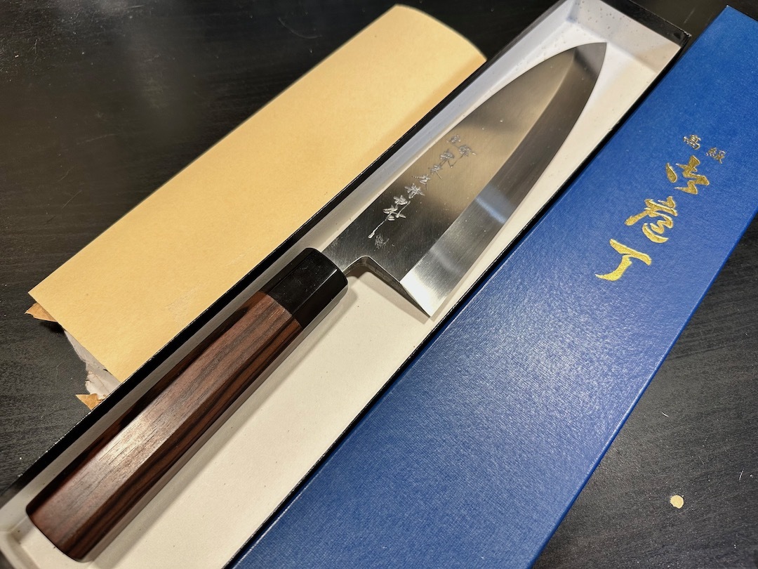 水本焼 330mm 白一鋼 柳刃 正行作 八角黒檀柄 池田辰男
