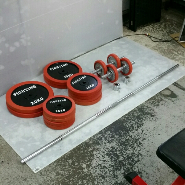 バーベルセット ダンベル ラバー ウェイト150kg FIGHTINGROAD 