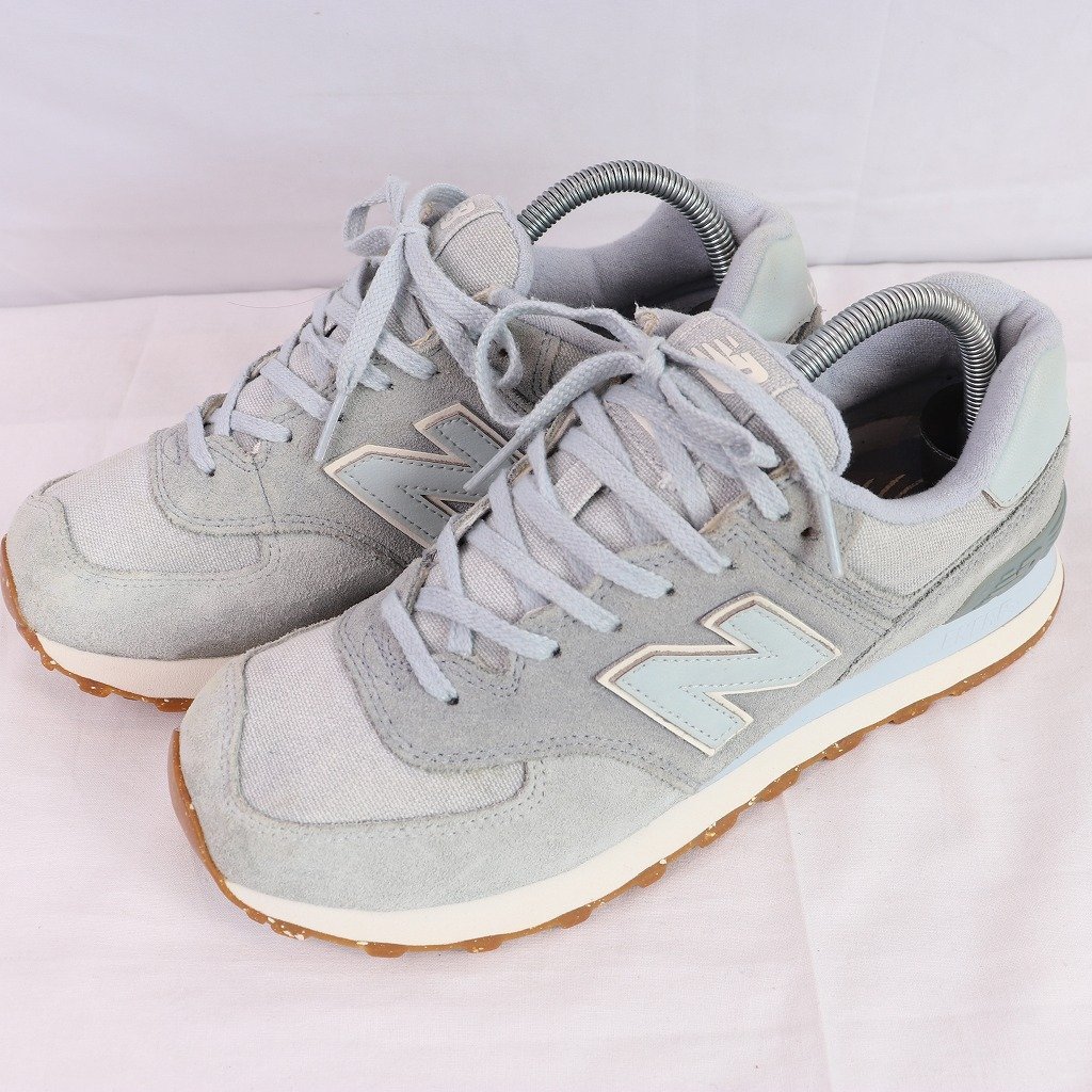 574 ニューバランス 26.0cm/new balance ブルーグレー 白 水色 中古 古着 スニーカー メンズ yy7457
