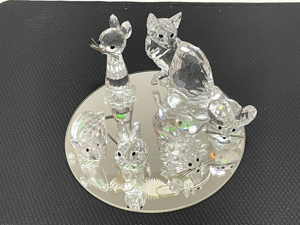 スワロフスキー SWAROVSKI 猫 ネズミ ハリネズミ 動物 6点セット