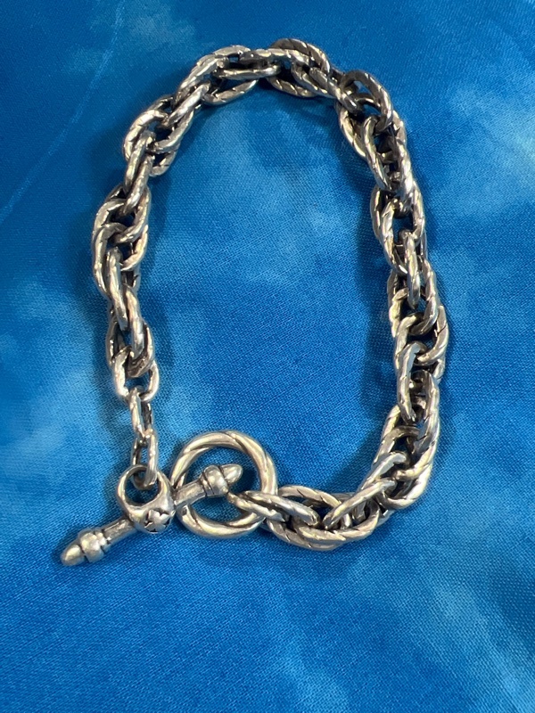 ◇SILVER925 シルバー925 ブレスレット Tバー ロープ 重厚 17cm 40g