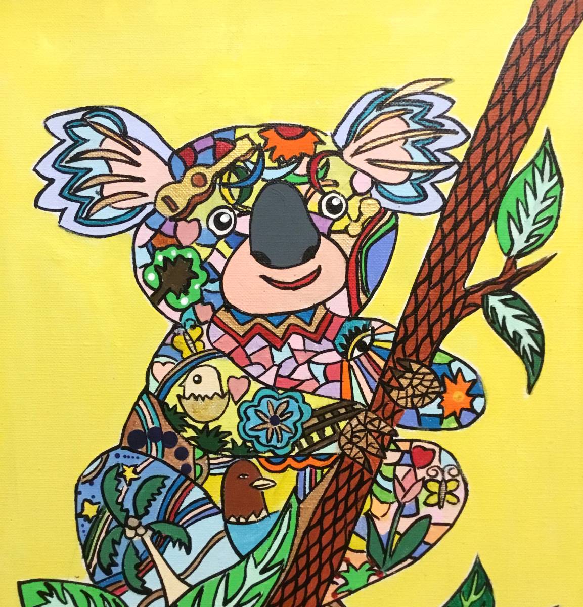異色の天才画家◇ジミー大西◇コアラ◇肉筆画・裏書（藤田嗣治