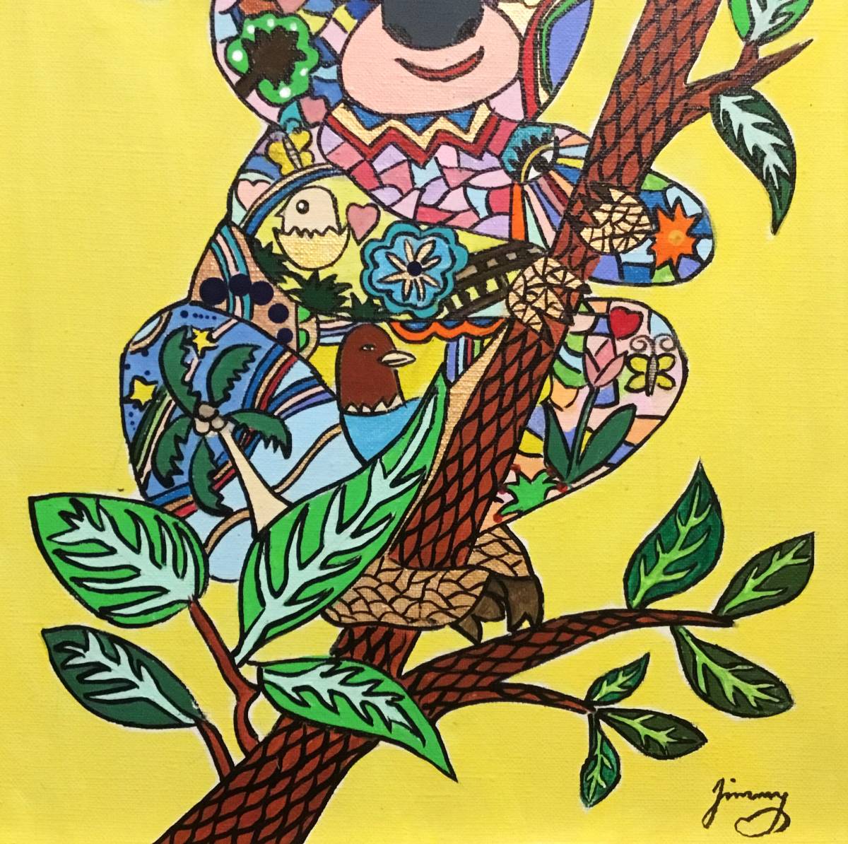 異色の天才画家◇ジミー大西◇コアラ◇肉筆画・裏書（藤田嗣治