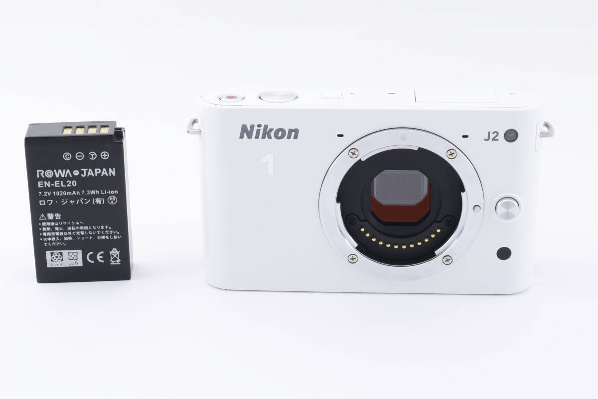 ニコン Nikon1 J2 ミラーレス カメラ ホワイト バッテリー 電源入り