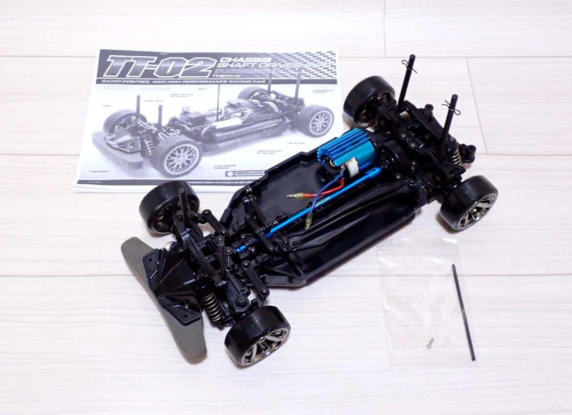 タミヤ TT-02D ドリフトスペック カスタムシャーシ メカレス 青アルミ